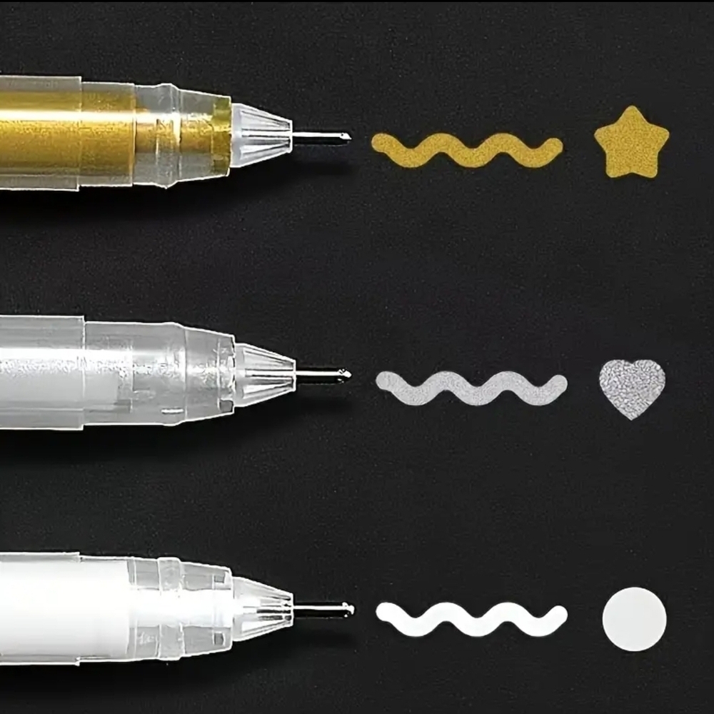 Metallic Gel Pen Set - Gold, Silver, White